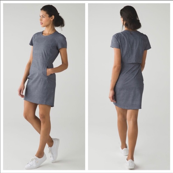 lululemon athletica Dresses & Skirts - Lululemon Go Endeavor Dress Grey Heather Pockets 6